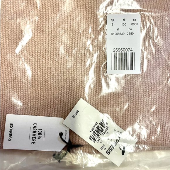 Express X You 100% Cashmere Powder Puff Pink Beanie NWT